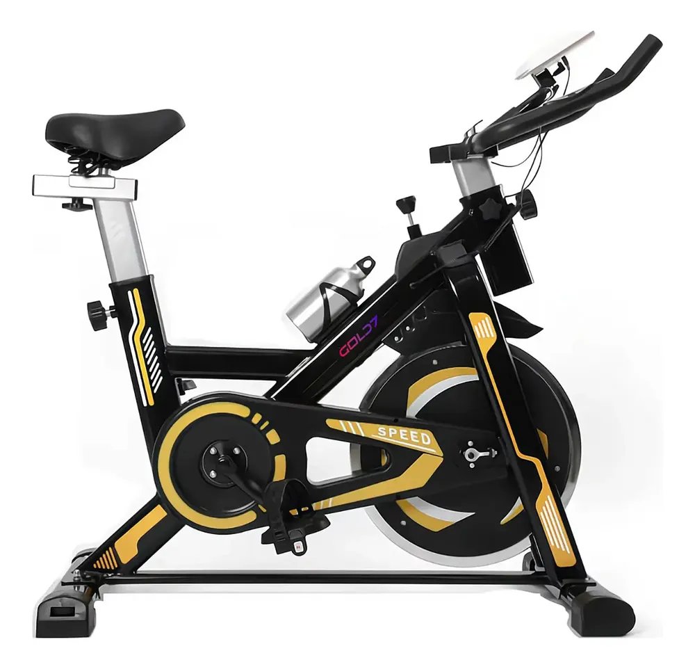 Bicicleta Ergométrica Spinning Mecanica Roda Inércia 13kgs Preto/amarelo