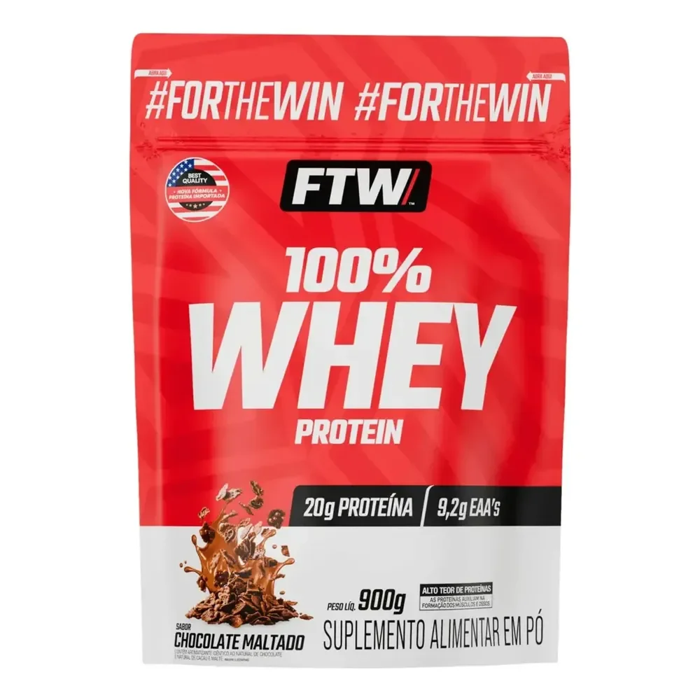 Whey Protein 100% Concentrado Refil 900g Sabor Chocolate Maltado - Ftw Chocolate Malteado