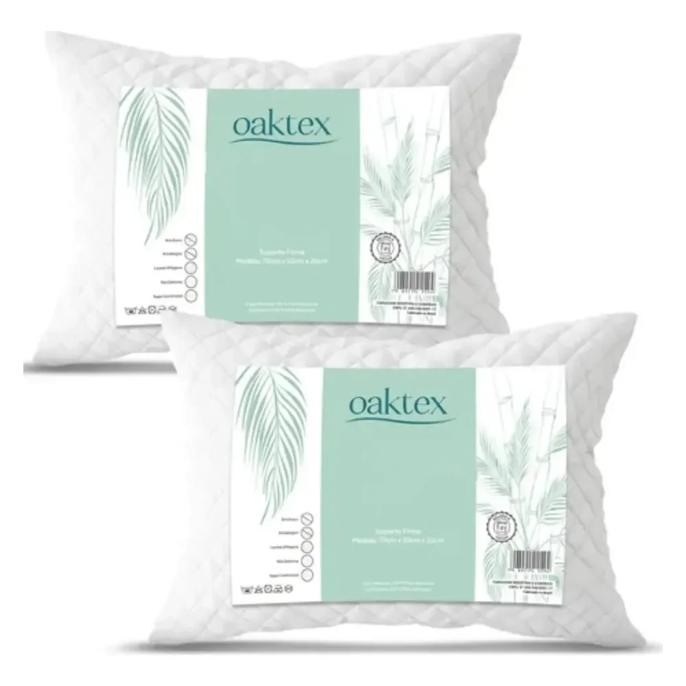 Kit C/2 Travesseiros Luxo Matelado Fibra Antialérgica 50x70 Branco
