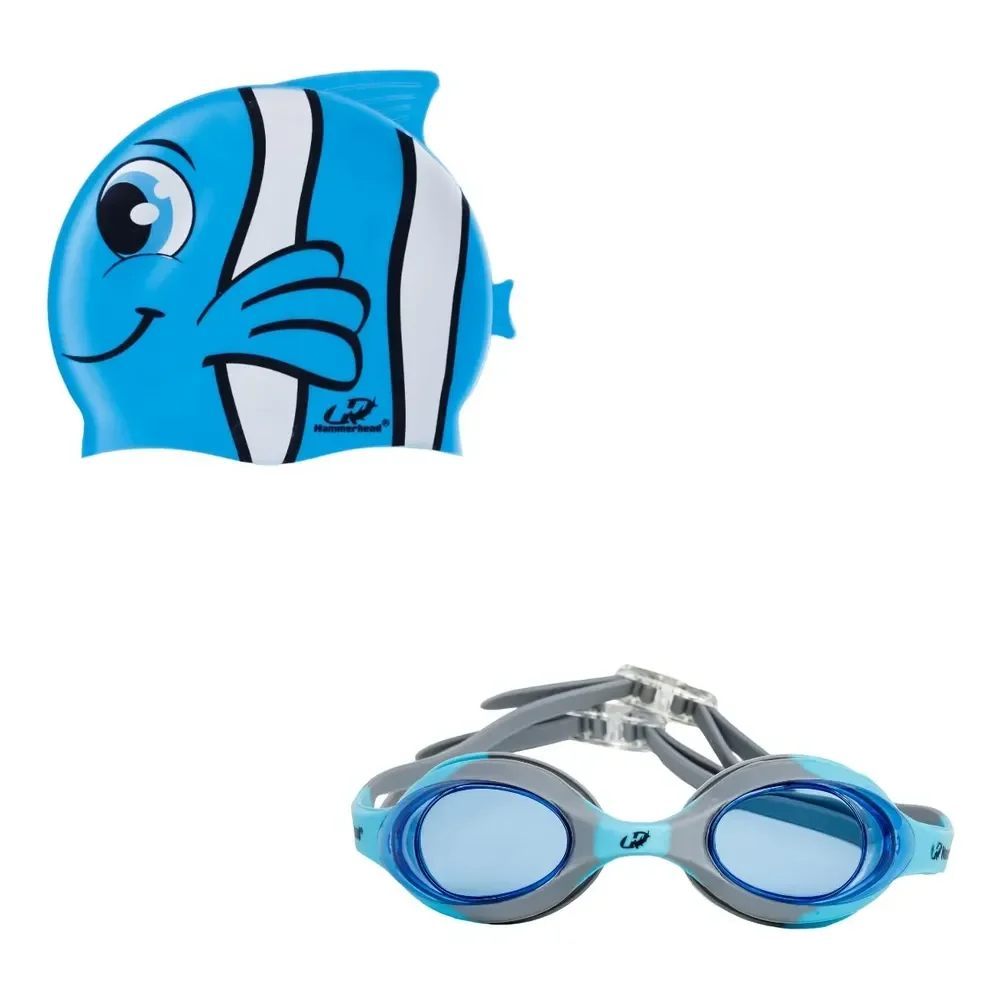 Kit Óculos De Natação Spectrum Jr + Touca Bichinho Cor Peixinho Azul