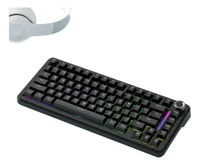Teclado Mecânico F75 Sem Fio 75% Rgb Preto