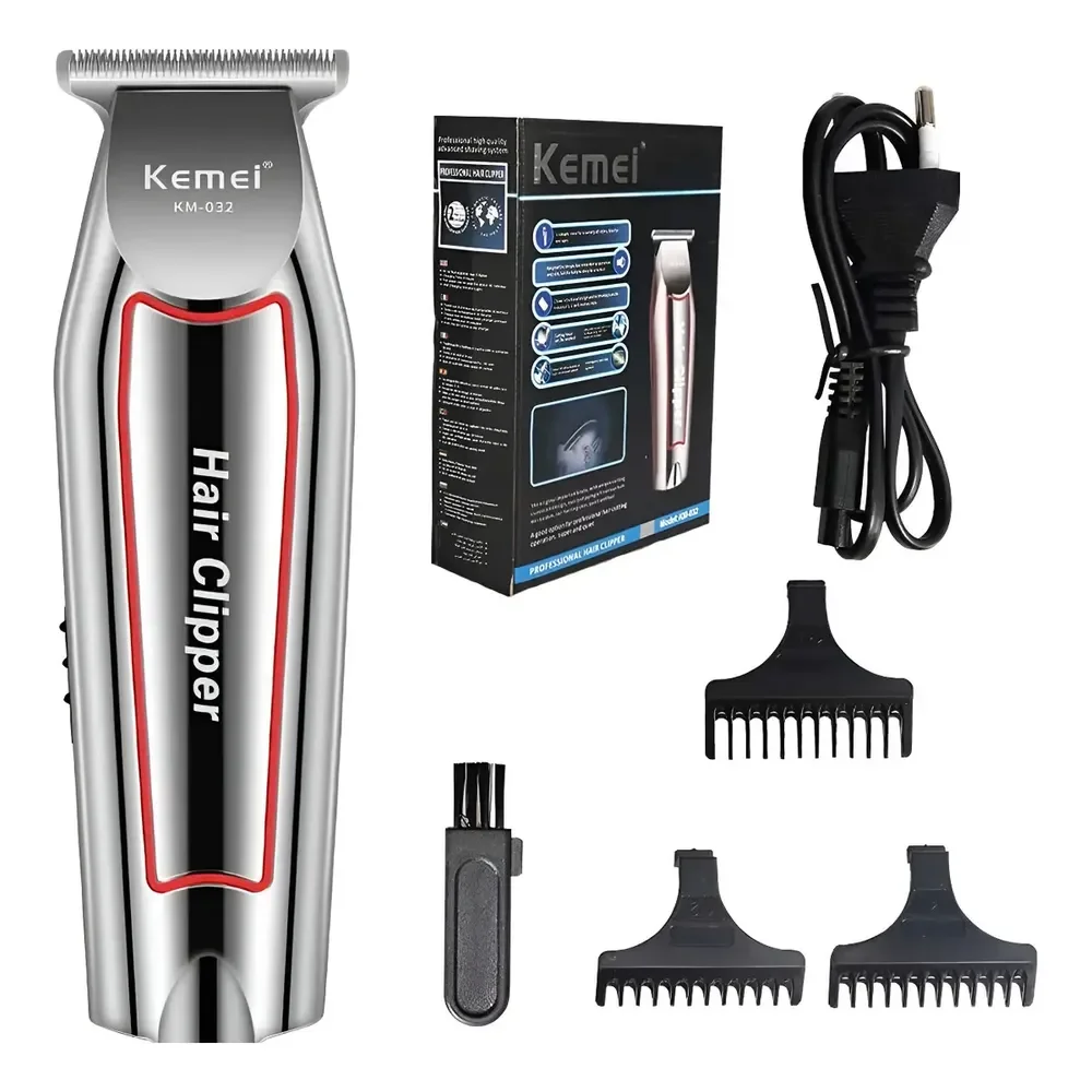 Máquina De Acabamento Kemei Km-032 Barba E Cabelo Profissional Titânio Prateado 127/220v