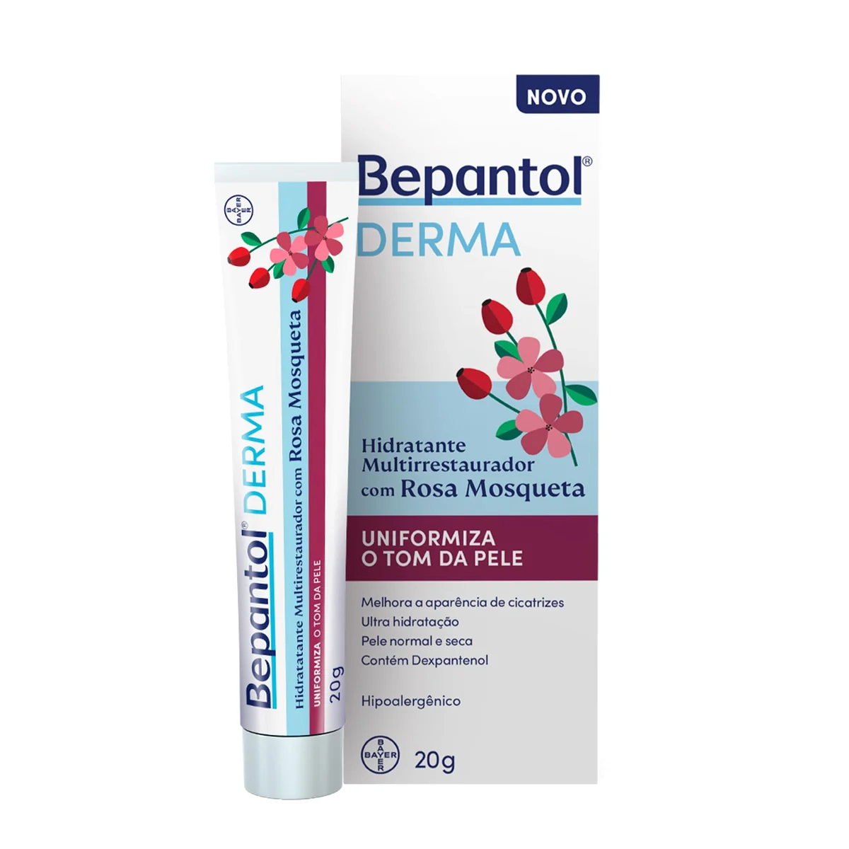 Bepantol Derma Rosa Mosqueta, Pele Normal a Seca, Hidratante Multirrestaurador Hipoalergênico, 20g