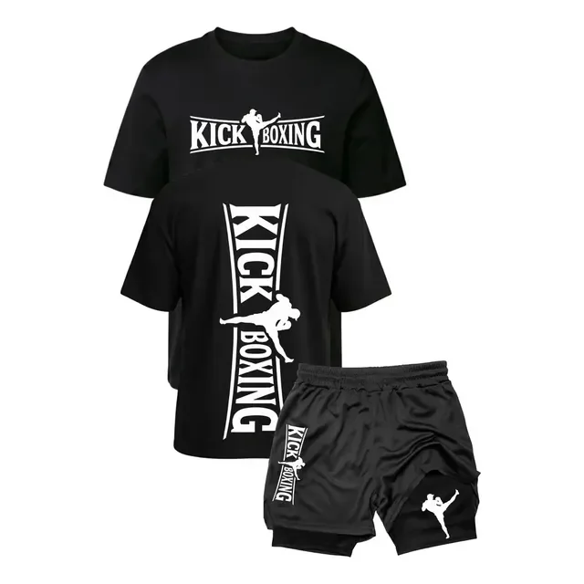 Kit Camiseta Kick Boxing + Short 2 Em 1 Dry Fit Mma Academia