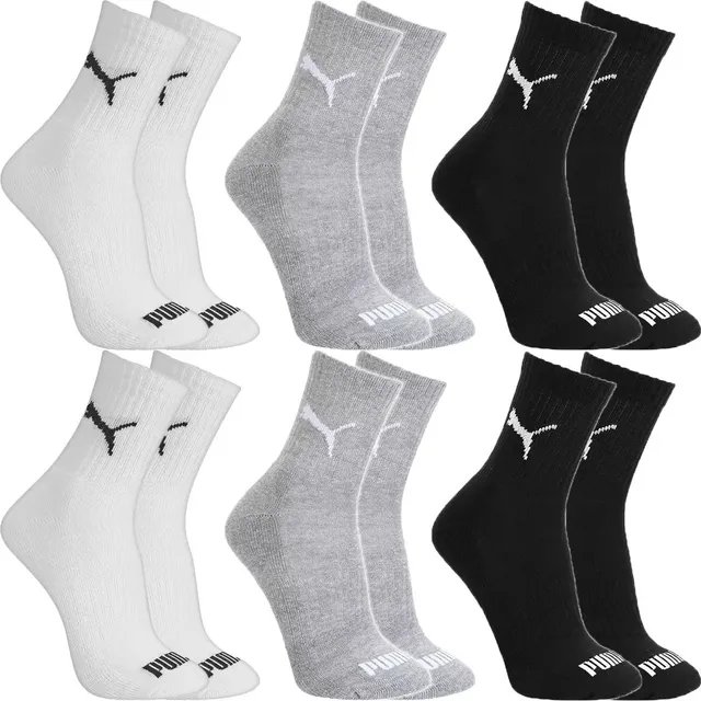 Kit 6 Pares Meias Puma Algodão Cano Médio Alto Atoalhado