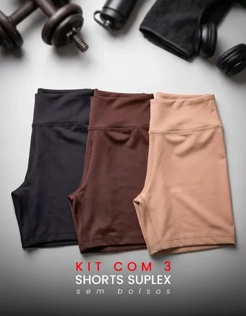 Kit 3 Shorts Para Corrida Cintura Alta Zero Transparecia