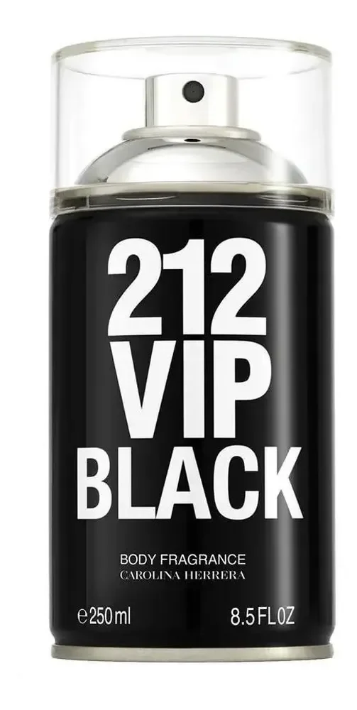 Perfume Carolina Herrera 212 Vip Men Black Body Spray 250ml Masculino - Body Splash de longa fixação