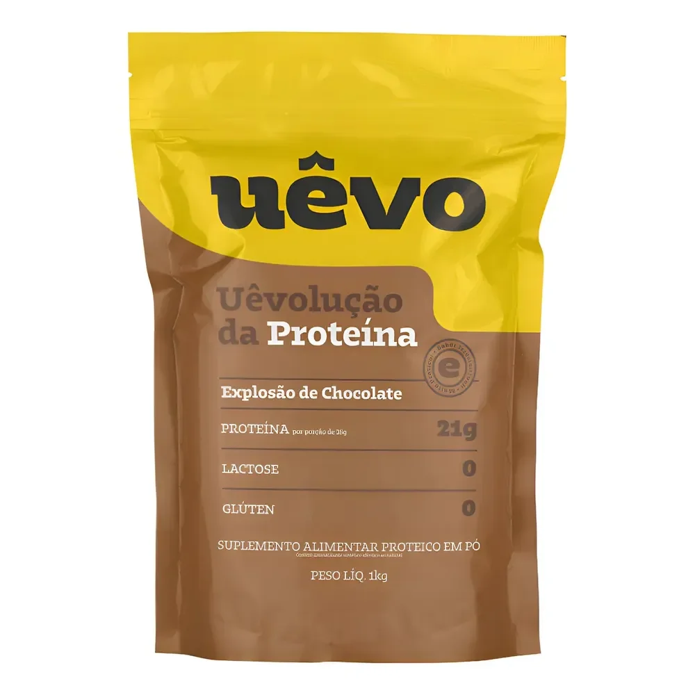 Proteína Uêvo 1kg - Sabor Chocolate - Suplemento Proteico Explosão De Chocolate