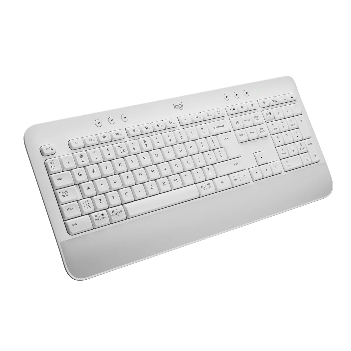 Teclado Sem Fio Logitech Signature K650 Com Apoio para as Mãos, Resistente a Derramamentos, Teclado Numérico, Conexão Bluetooth ou Receptor USB Logi Bolt e Layout US INTL- Branco