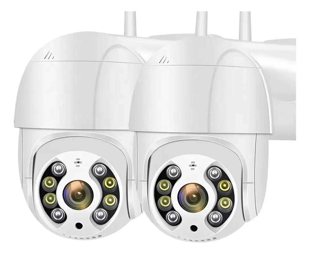 Kit 2 Câmeras de Segurança iCSee A8 PTZ Wi-Fi com Visão Noturna para Exterior e Interior