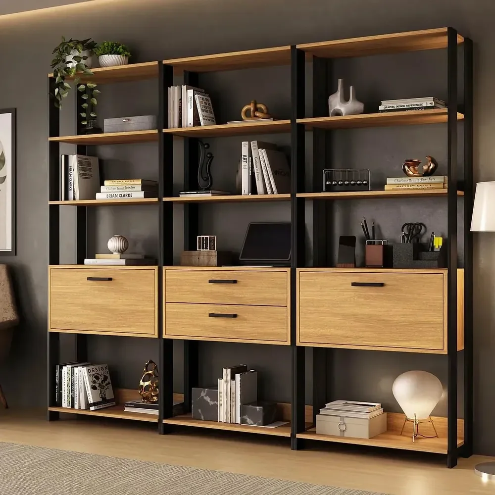Estante de Escritório Modulada 2 Portas 2 Gavetas 219cm Texas Multimóveis MP6060