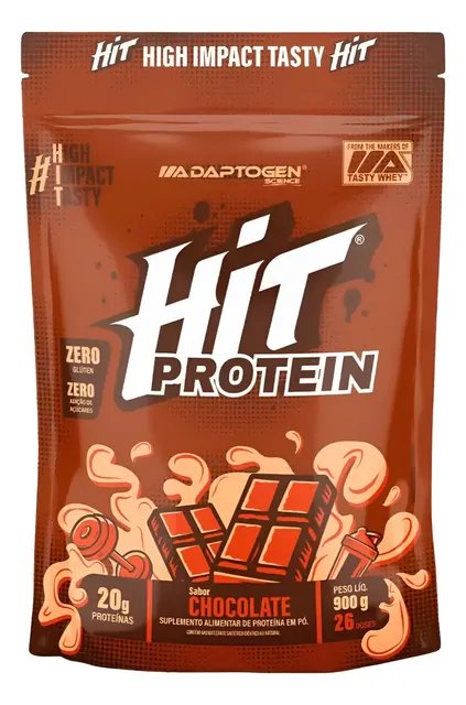 Suplemento Hit Protein Adaptogen Science Sachê 900g Whey Protein Zero Gluten Zero Açucar Sabor Chocolate