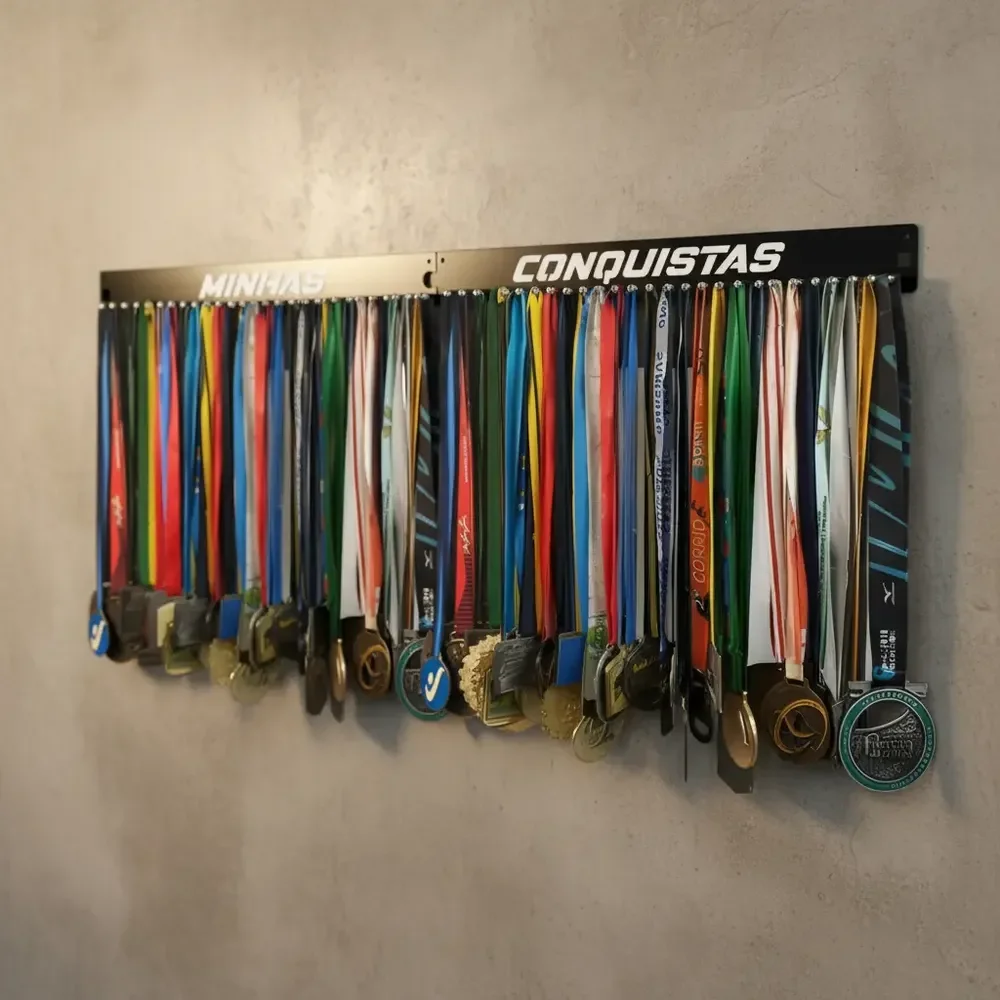 Porta Medalha 2 Modulos Para Até 200 Medalhas Cor Preto