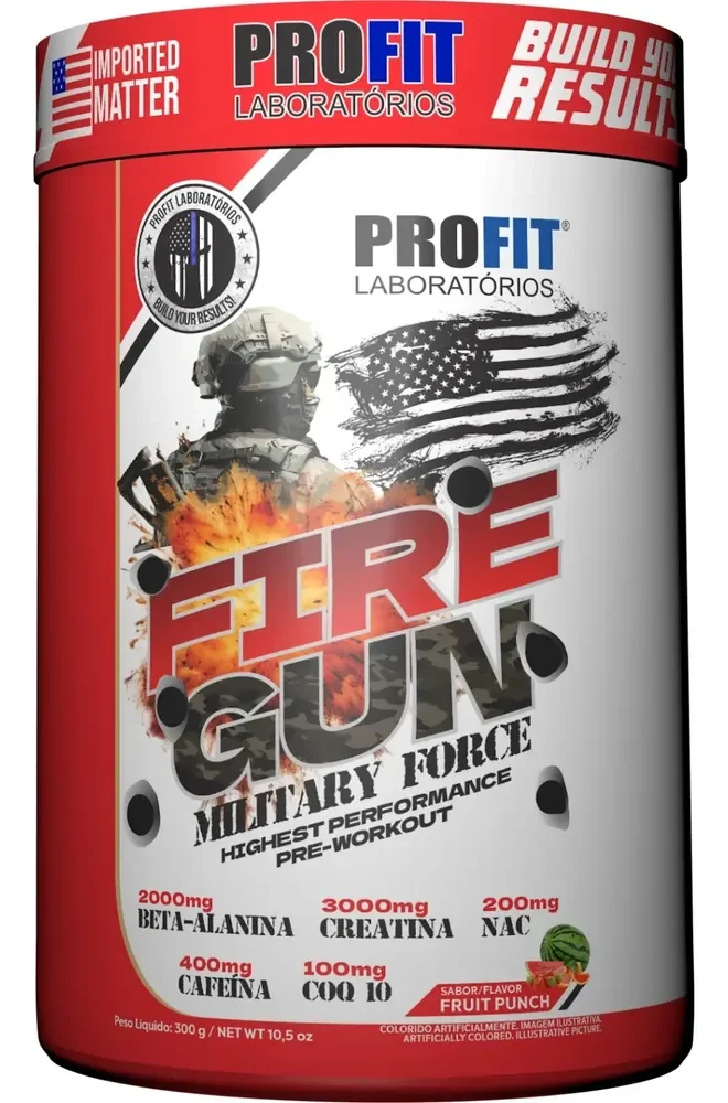 Pré Treino Fire Gun Creatina Coq10 Arginina Beta Alanina Fruit Punch 300g