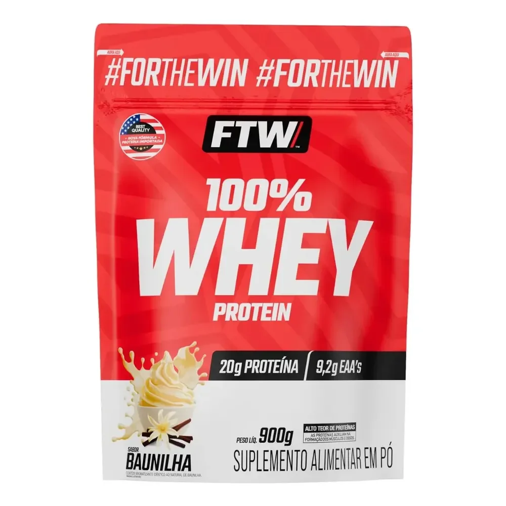 Whey Protein 100% Concentrado Refil 900g Sabor Baunilha Ftw