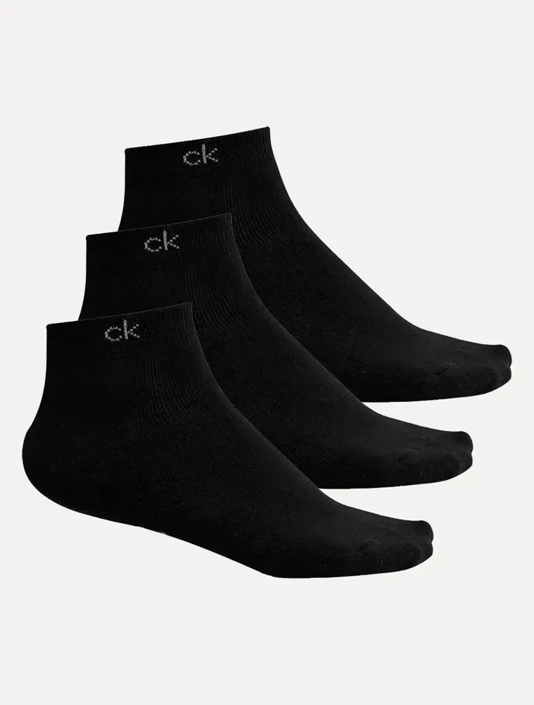 Meia Calvin Klein Cano Curto Ck Preta Kit 3 Pares Preto Un