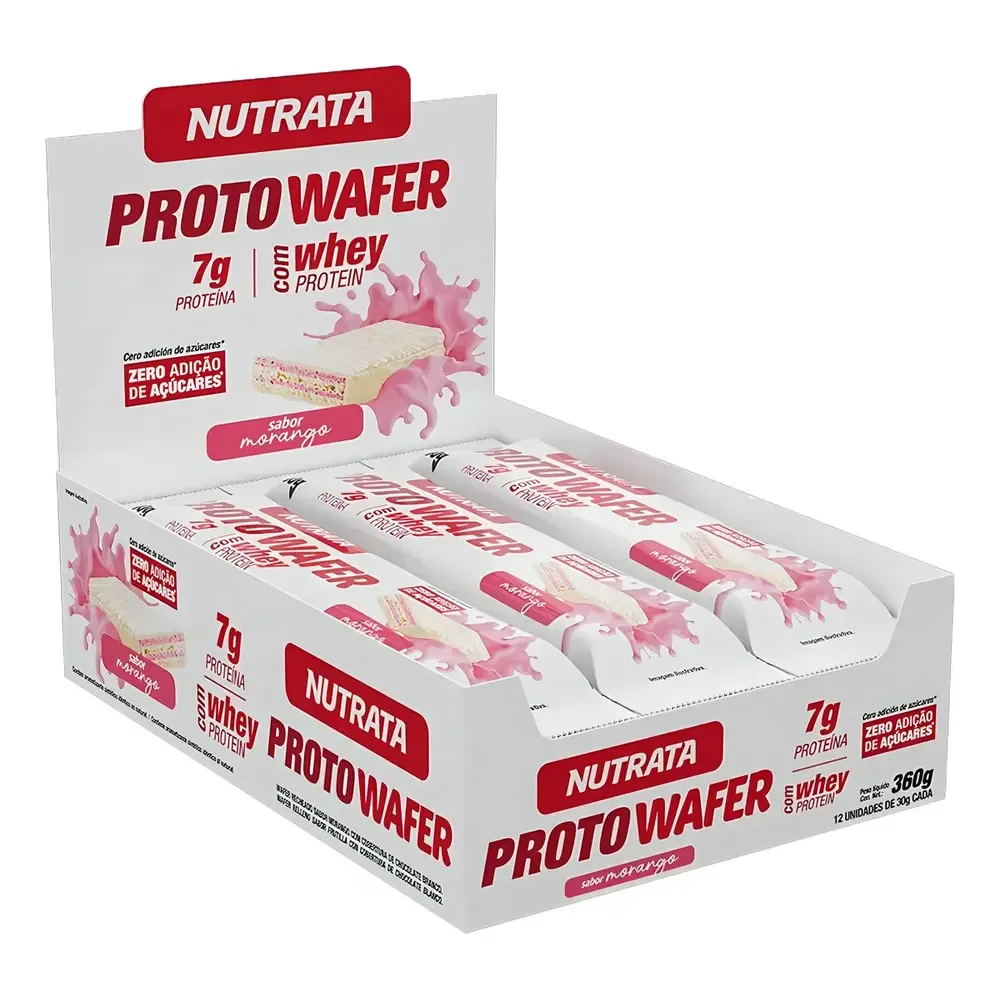 Proto Wafer Protobar Havanna Caixa 12 Unidades - Nutrata Sabor Morango