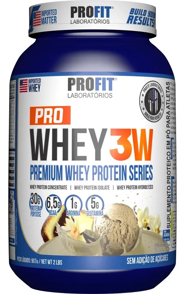 Pro Whey Concentrado 3w Profit Lab 907kg Suplemento Baunilha Baunilha