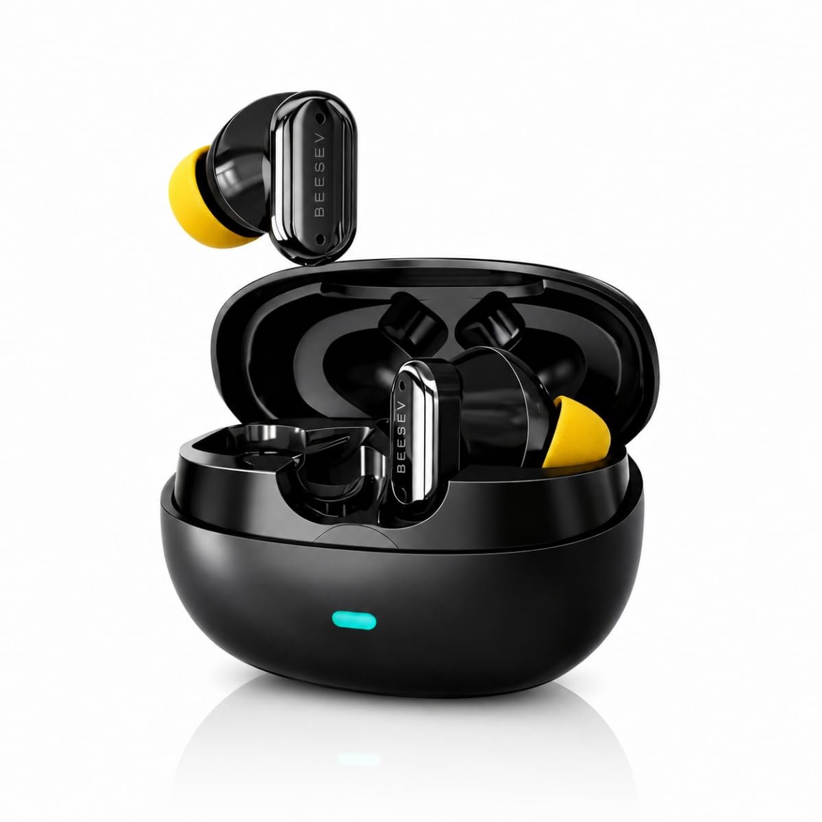 Fone de Ouvido Bluetooth 6.0 TWS Sem Fio Wireless, Driver 13mm com Titânio, Graves Potentes, Controle por Toque, Até 7 Horas de Reprodução, Compatível com iOS e Android, Beesev BSV-505 (Preto)