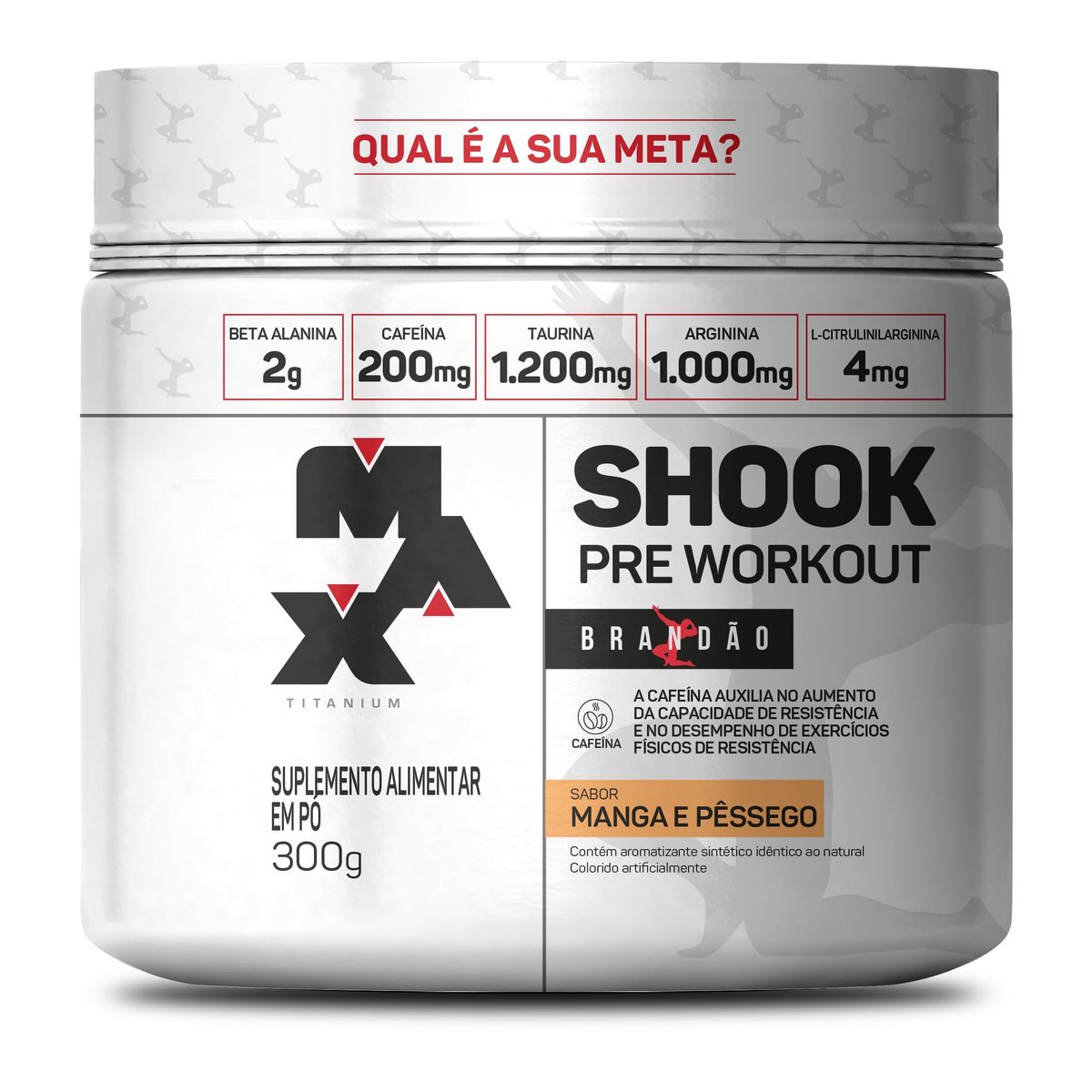 MAX TITANIUM SHOOK PRE-WORKOUT BRANDÃO MANGA E PÊSSEGO - 300G