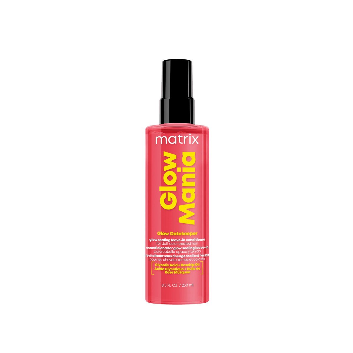 Matrix Glow Mania Leave-in Condicionante em Spray, Para Cabelos Coloridos, com Ácido Glicólico e Óleo de Rosa Mosqueta, Proteção Térmica, Brilho e Hidratação, 250ml