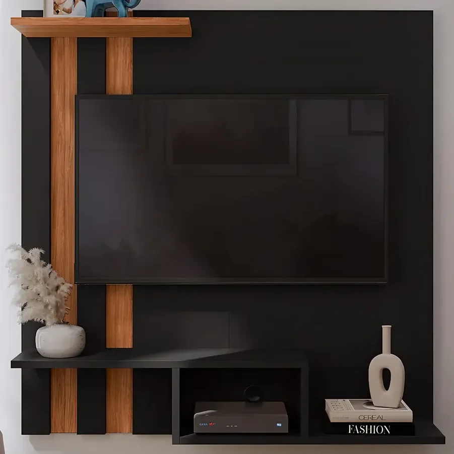 Estante Painel Home Suspenso Tv 32 Polegadas Sala Cor Preto/cedro Gk