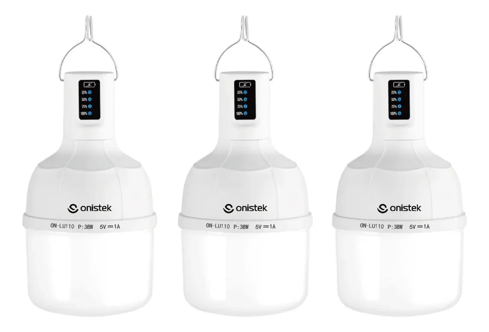 Kit3 Lâmpada De Led Recarregável Usb Acampamento Pesca Bulbo Branco-3pcs 127/220v