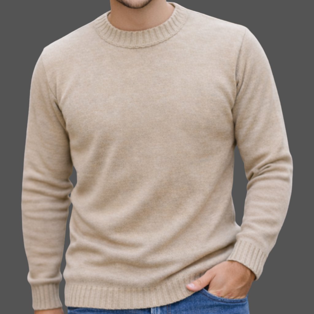 Suéter Masculino Tricô Liso Básico Gola Careca Inverno Confortável Casual