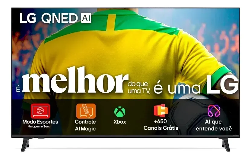 Smart TV 4K 50" LG QNED73 Portal de Games Processador AI α7 Ger8 4K Super Upscaling Google Cast Integrado Controle AI Magic WebOS 25 Modo Esportes Alerta de Esportes