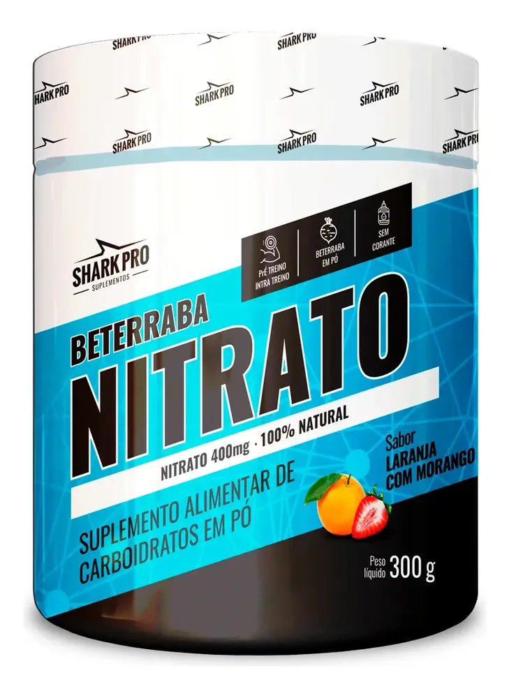 Nitrato De Beterraba 300g Shark Pro - Pré E Intra Treinos Sabor Laranja Com Morango