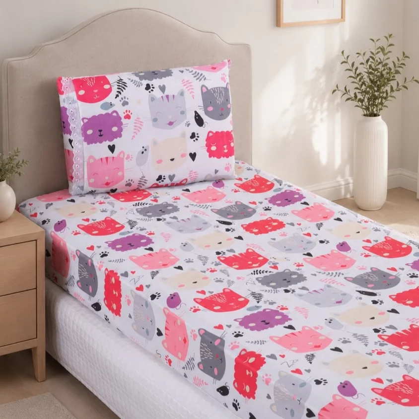 Kit Jogo Lençol Cama Infantil Solteiro Elástico 2 Peças Criança Personagens