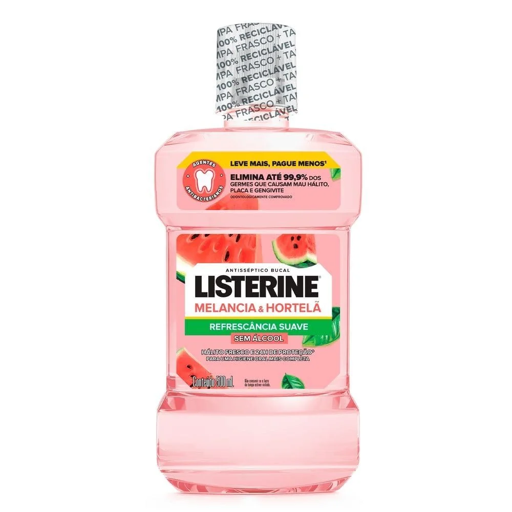 LISTERINE® Melancia & Hortelã Enxaguante Bucal Sem Álcool, 500mL