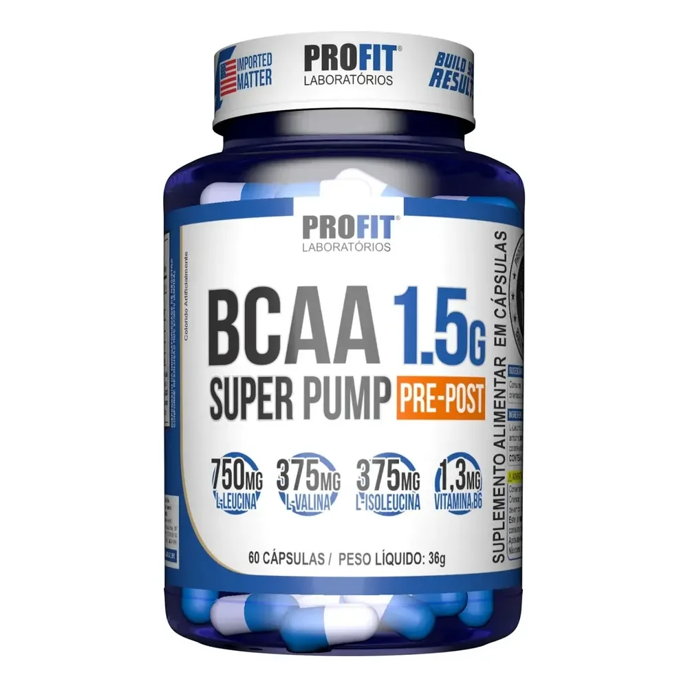 Bcaa Aminoácido 1.5g Super Pump 60caps - Profit Labs Sabor Sem Sabor
