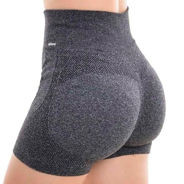 Shorts Selene Feminino Empina Bumbum Levanta Glúteos Poliamida Cintura Alta Sem Costura Academia