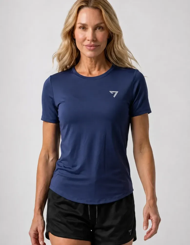 Camiseta Térmica Feminina Uv50+ Seven Line Curta Original Azul-marinho Liso P