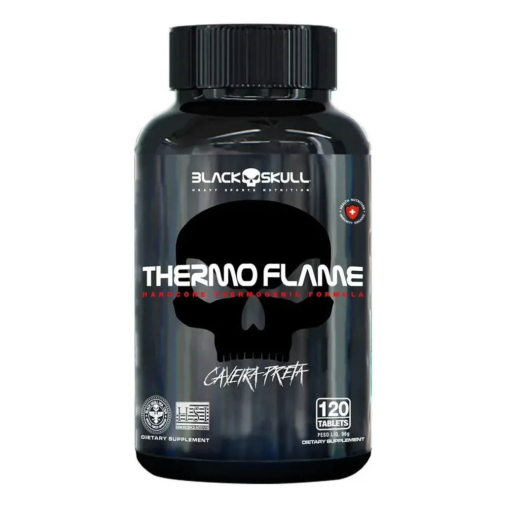 Termogênico Em Cápsula Black Skull Thermoflame Em Pote De 96g 120 Caps Sem Sabor