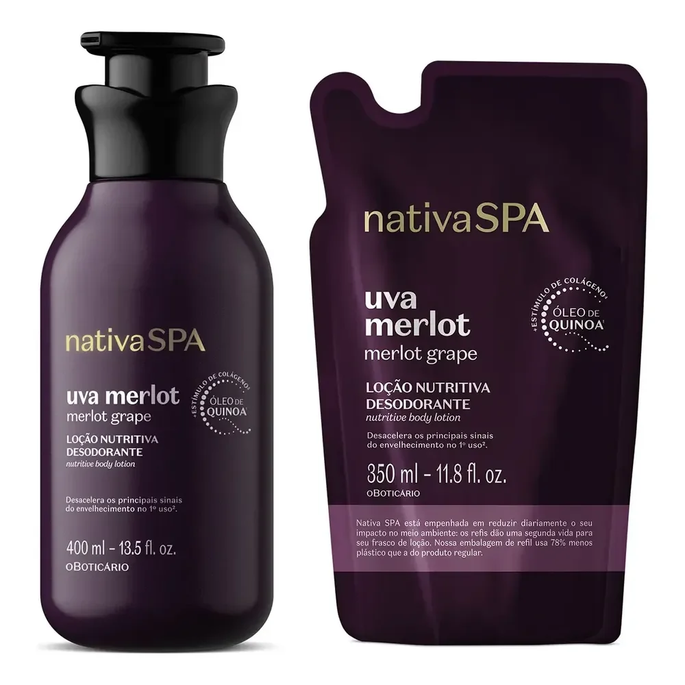 Combo Nativa Spa Uva Merlot: Loção Corporal 400ml + Refil 35