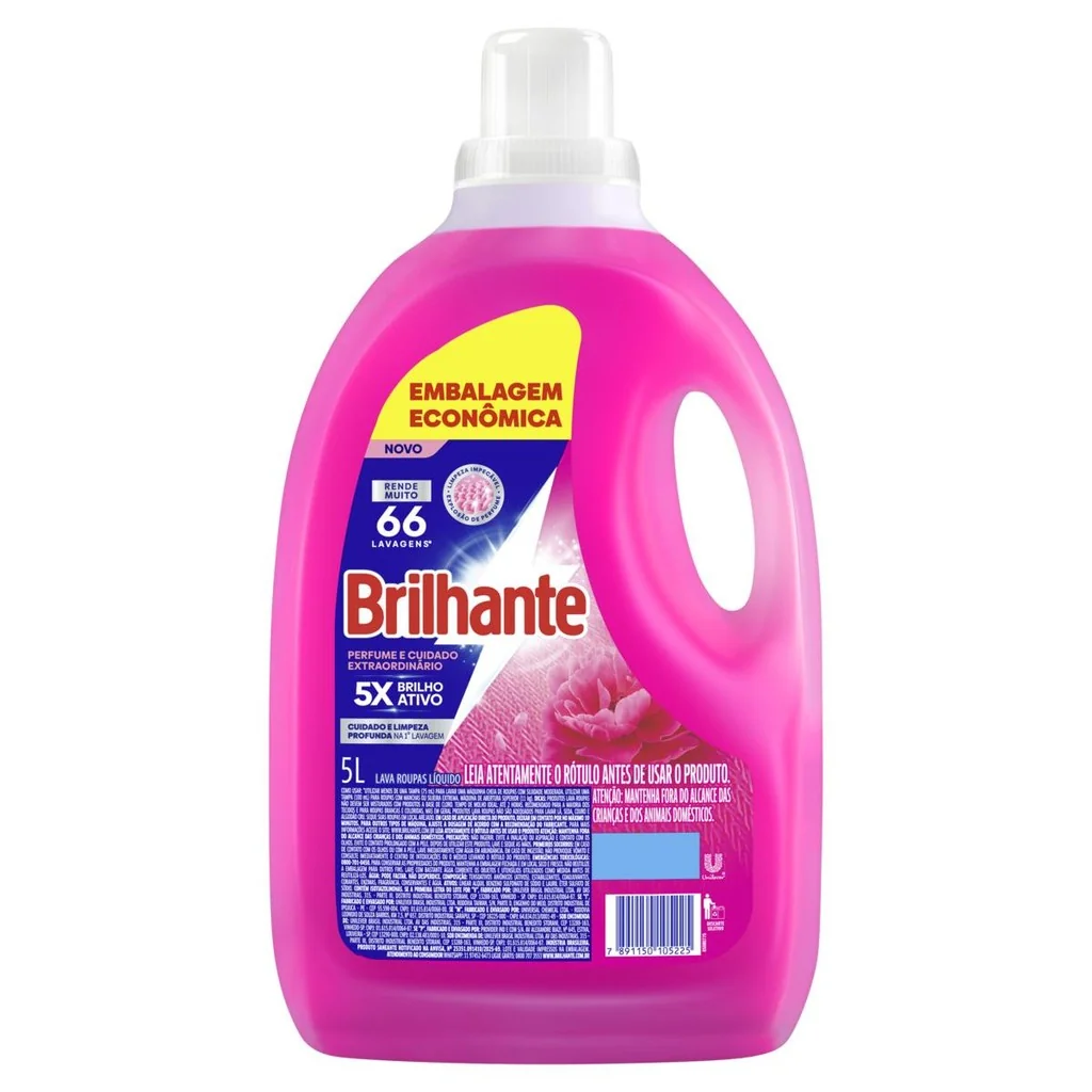 Lava-Roupas Líquido Brilhante Perfume e Cuidado Extraordinário Galão 5l Embalagem Econômica