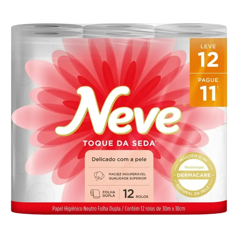 Papel Higiênico Toque De Seda Leve 12 Unidades Neve