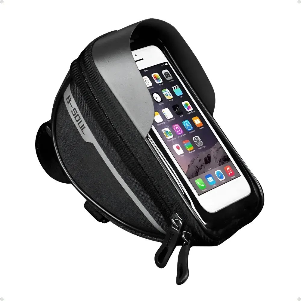 Bolsa Guidão Bike Bicicleta Impermeável Suporte Celular Fone Preto