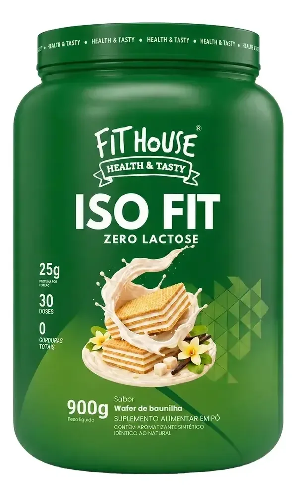 Iso Fit Proteina Isolada Zero Lactose Fit House 900g Wafer De Baunilha
