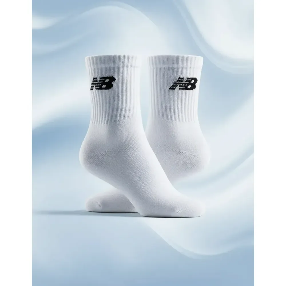 Meia New Balance Cano Longo Kit 3 Pares Unissex Original Branco 39-43