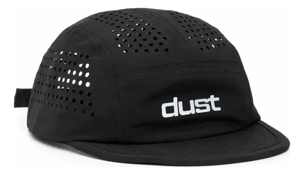 Boné Five Panel Corrida Performance Airtech Preto Aba Curta Esportivo Dust Company Strapback Ajustável Ultraleve Ventilado