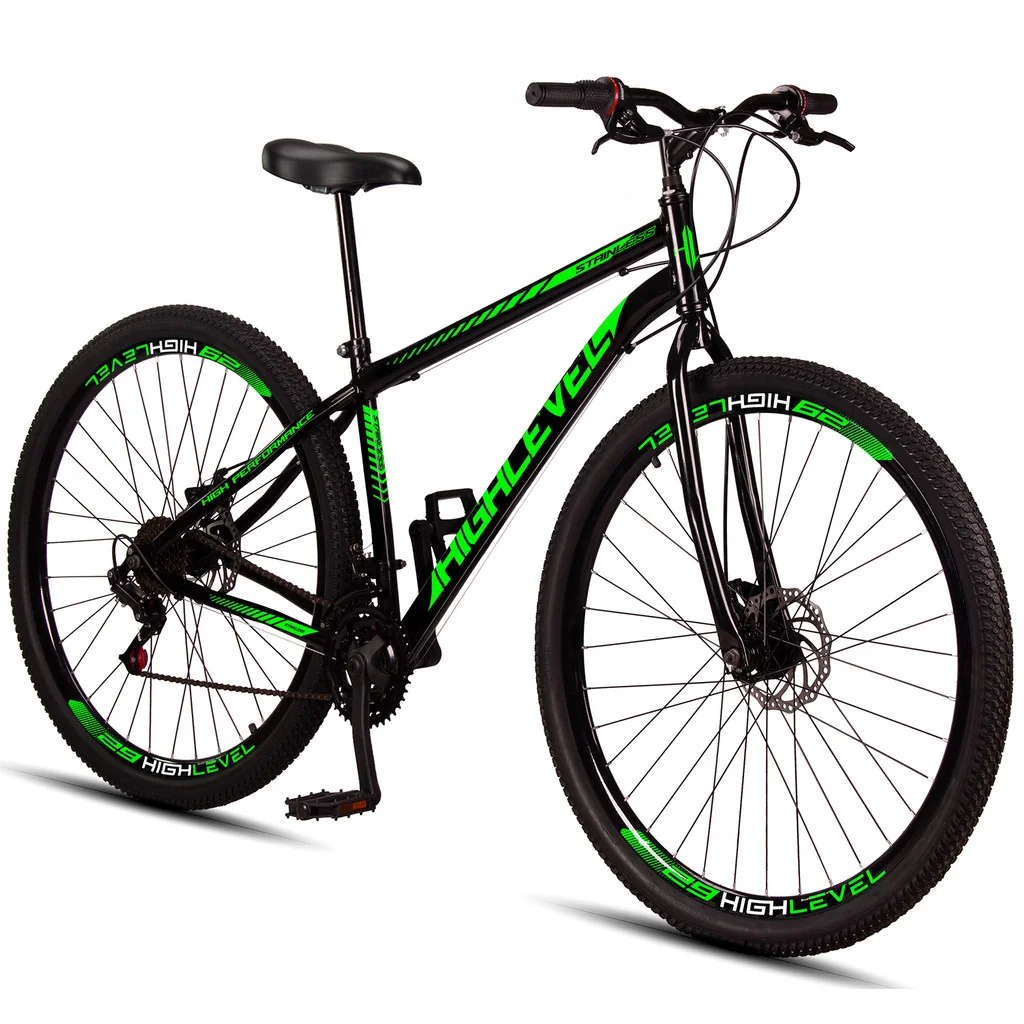 Bicicleta Aro 29 Highlevel Aço Carbono Freios a Disco 21 Marchas