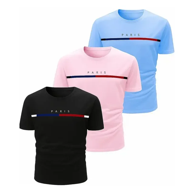 Kit 3 Camisetas Masculinas Estampadas 100% Algodão Premium