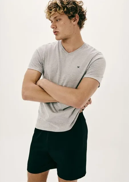 Pijama Masculino Hering Manga Curta Cinza Mescla E Chumbo