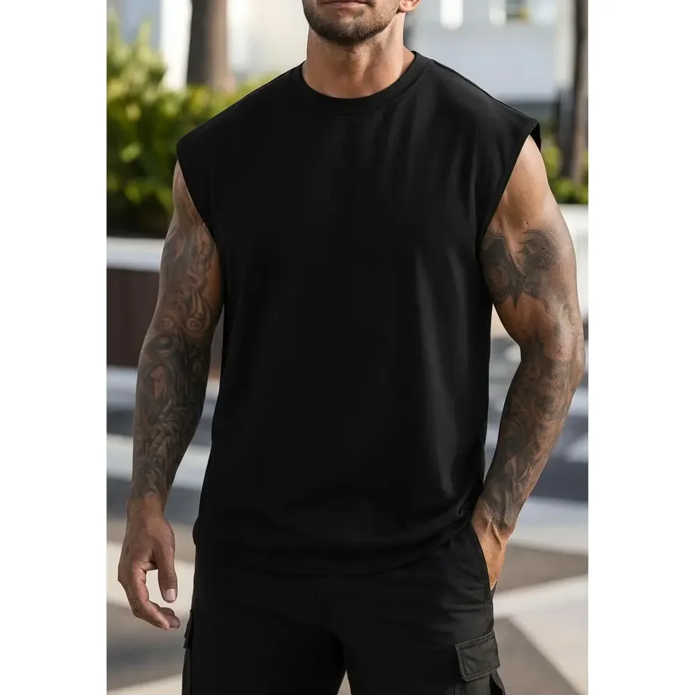Regata Oversized Masculino Tamanho Grande Básica Lisa Preto G
