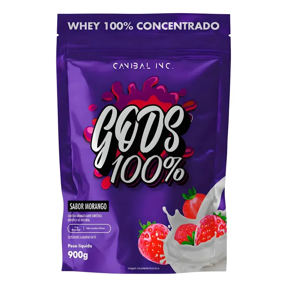 Suplemento En Pó Canibal Inc. Gods 100% Whey Protein Sabor Morango X 900g