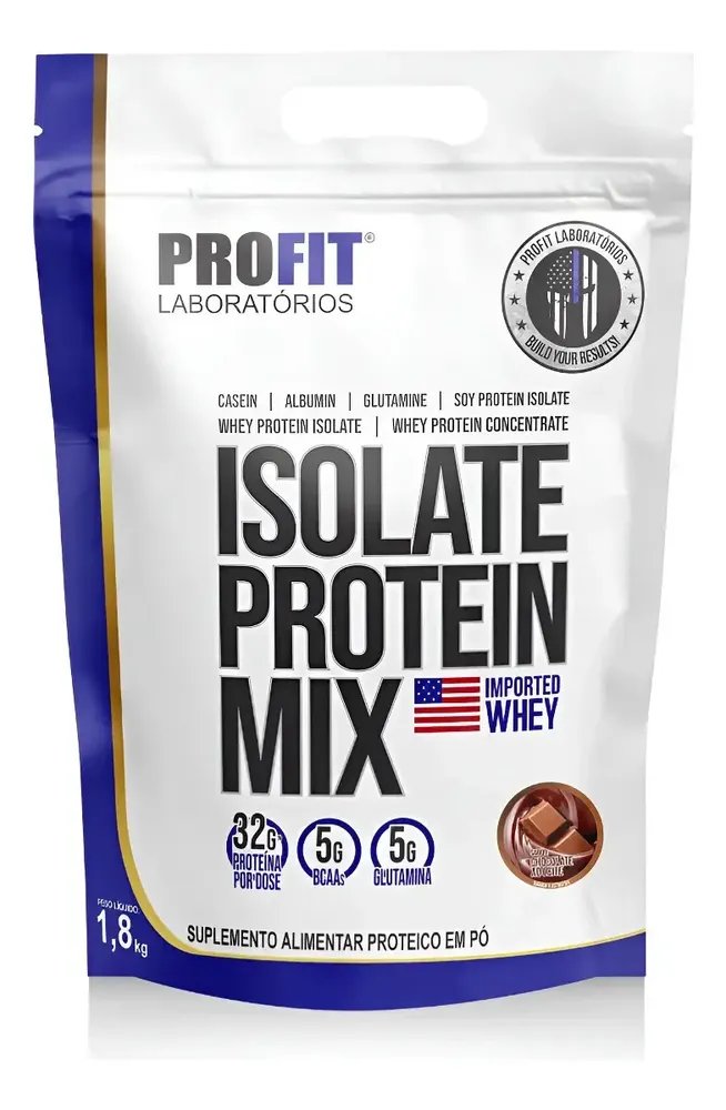Whey Protein Isolate Protein Mix Refil 1,8kg Profit Sabor Chocolate ao leite