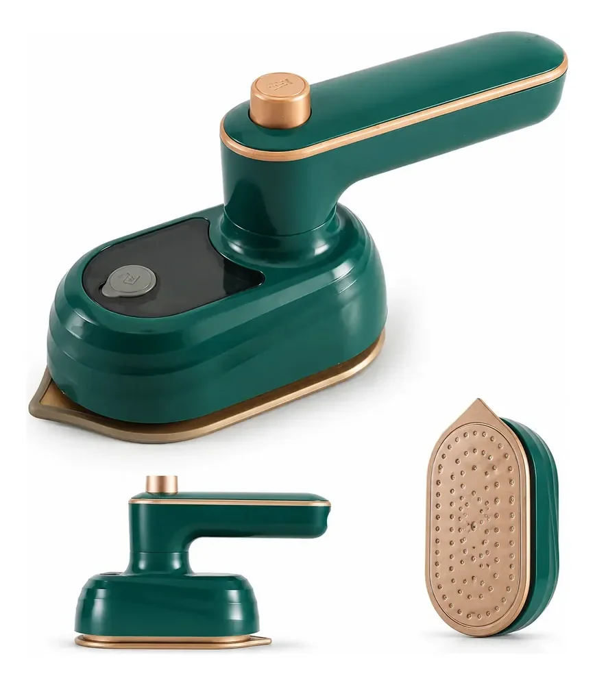 Mini Ferro De Passar Roupa A Vapor Portátil Bivolt Viagem Verde-escuro 127/220v
